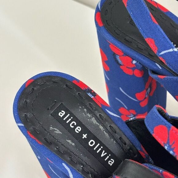 Alice + Olivia Logan Floral Platform Sandals Blue Red size EU 40 US 9 - Picture 9 of 12
